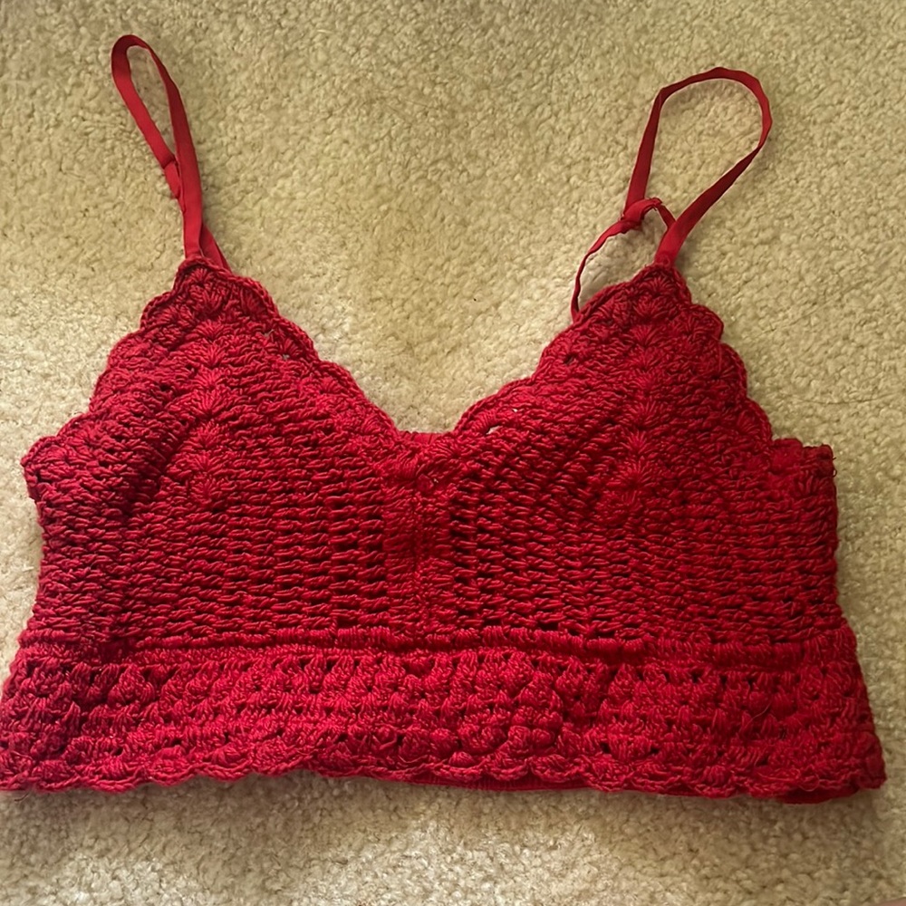 This is a red crop top, very cute for summer time